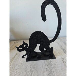 Metal cat glitter Halloween candle holder votive decor sparkle black home